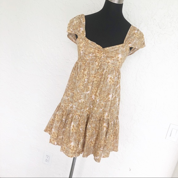 Free People Pattern Play Floral Mini Dress Neutral - Picture 3 of 8